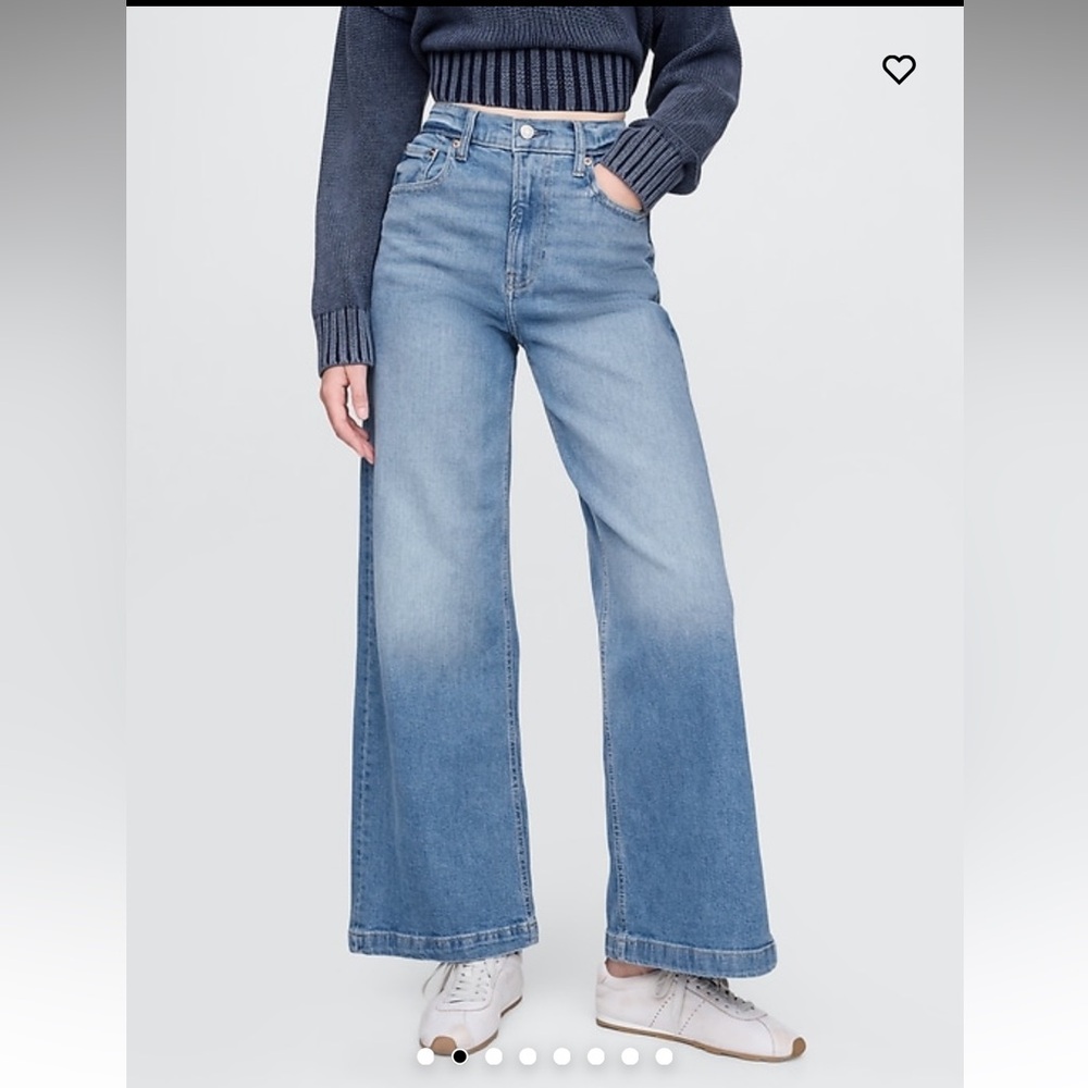 GAP High Stride Wide-Leg Ankle Jeans 6T - Picture 2 of 7
